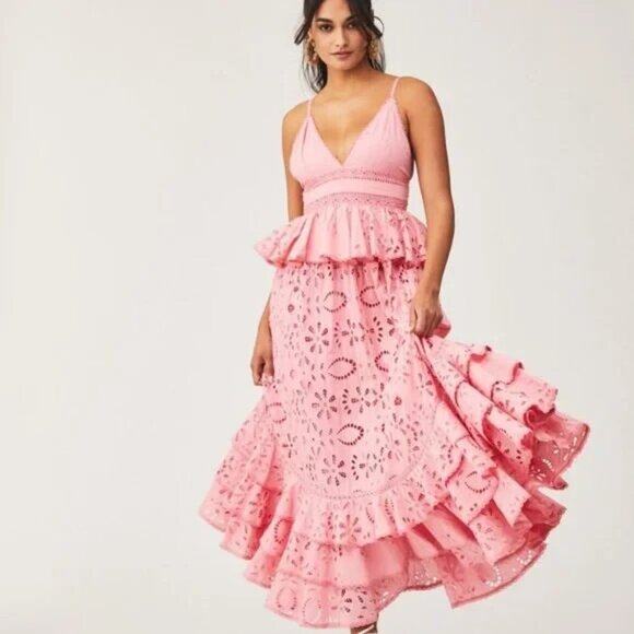 Rococo Sand Moss Tiered Fit & Flare Maxi Dress - Picture 1 of 10